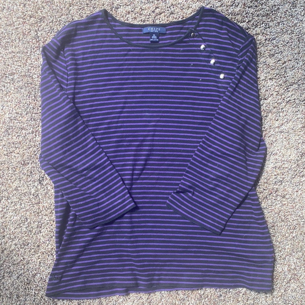 Chaps Purple and Black Long Sleeved Shirt